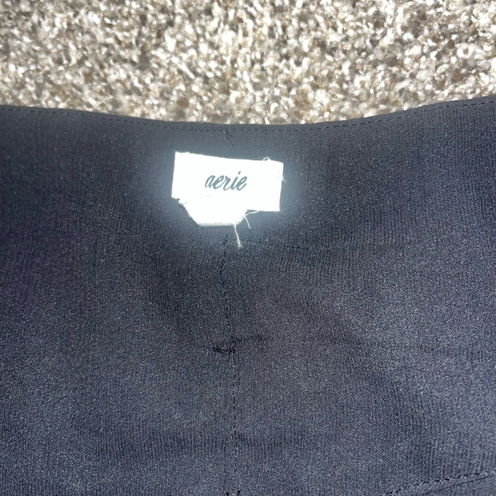 Aerie Women's Black Pattern Wrap Ruffled Mini Skirt With Tie Waist Sz Small - Picture 6 of 8